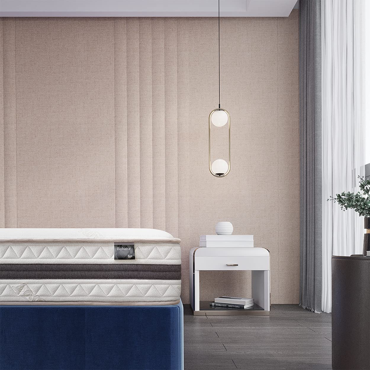 KUO Dream Bio Natur - Colchón, Acolchado Natural de algodón y Tejido Bamboo, Refuerzo Lumbar de Latex, 90 x 190 cm
