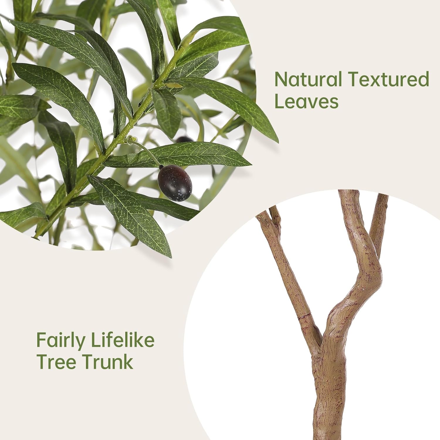 Realead Artificial Olive Tree 6ft - Tall Faux Olive Tree with Thick Trunk and Lifelike Leaves - Large Fake Olive Tree for Modern Home Office Decor - Image 3