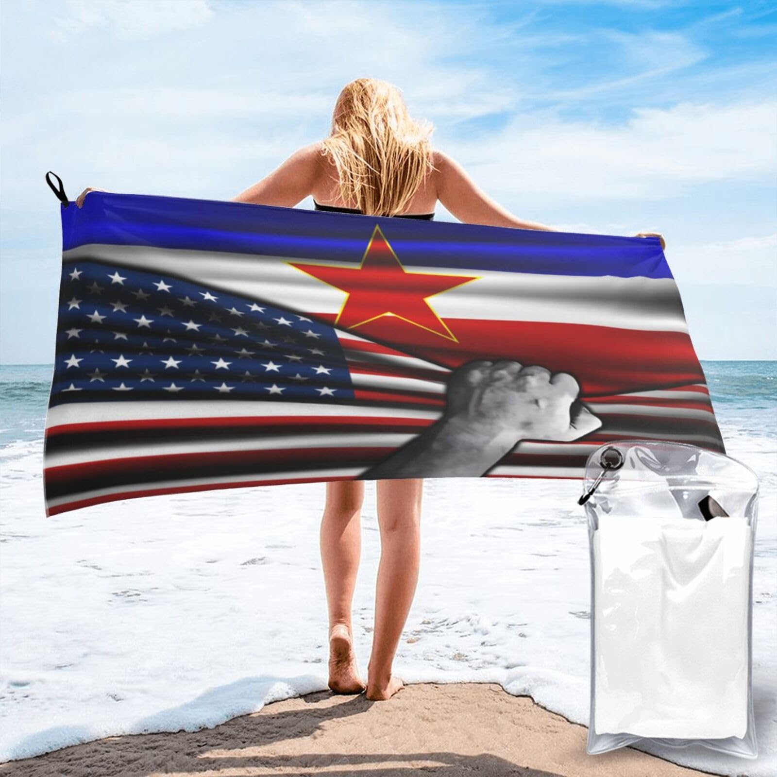 Drap de plage sans sable USA et Yougoslavie pour vos sessions piscine
