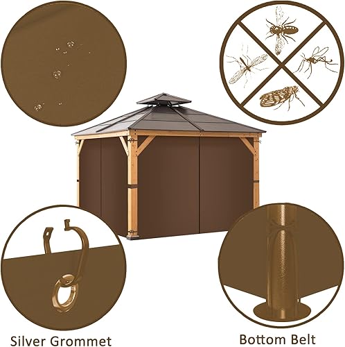Miniatura 5 de Garden Sunny Cortinas de kiosco de 10 x 10 pies, juego de 4 paneles de cortinas universales de repuesto para paredes laterales de privacidad,