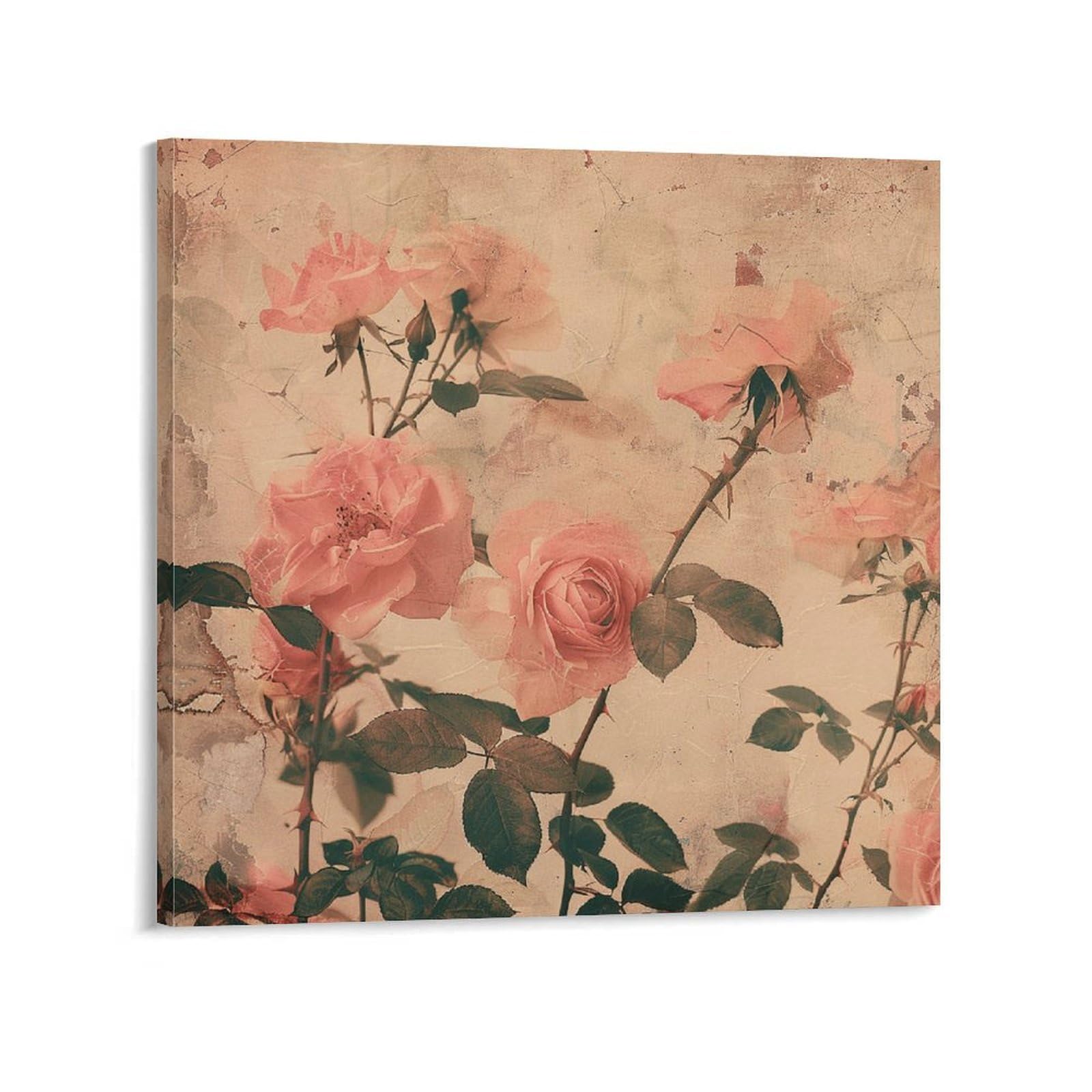 KLOPH Peach And Amber Canvas Wall Art for Living Room 08x8inch Modern Artwork Painting for Bathroom Hanging Canvas Prints Aesthetic Wallart for Bedroom Kitchen Office Wall Decor