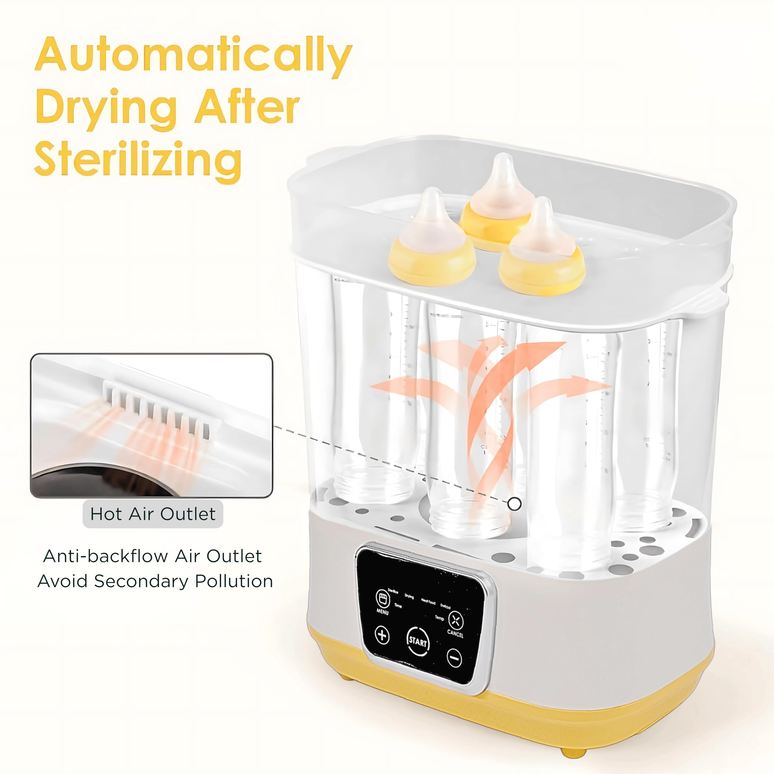 Goodscious Esterilizador y secador de viales eléctrico 6 en 1, se puede utilizar como calentador de botellas, descongelador, calentador de alimentos y desinfectante. Ajuste de temperatura y tiempo: