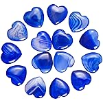 Marrywindix 15 Packs 0.8 Inch Healing Crystal Natural Blue Agate Heart Love Carved Palm Worry Stone Chakra Reiki Balancing
