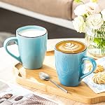 Vancasso Navia Coffee Ensemble de tasses 4, Céramique 12 Coupes de café Oz pour Cappuccino, Latte, Thé, Multi Bleu