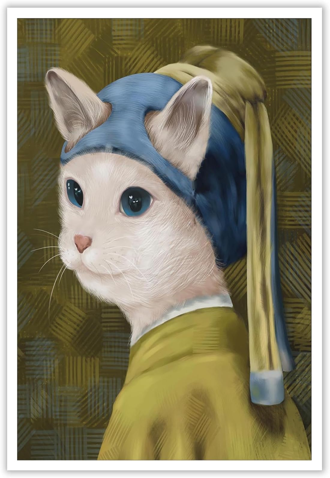 KIJDID Retro Kitten Canvas Wall Art Famous Oil Painting Funny Kitten Art Poster Representational Art Print Painting Animal Aesthetic Wall Decor for Living Room Bedroom Kindergarten 12x16in Unframed