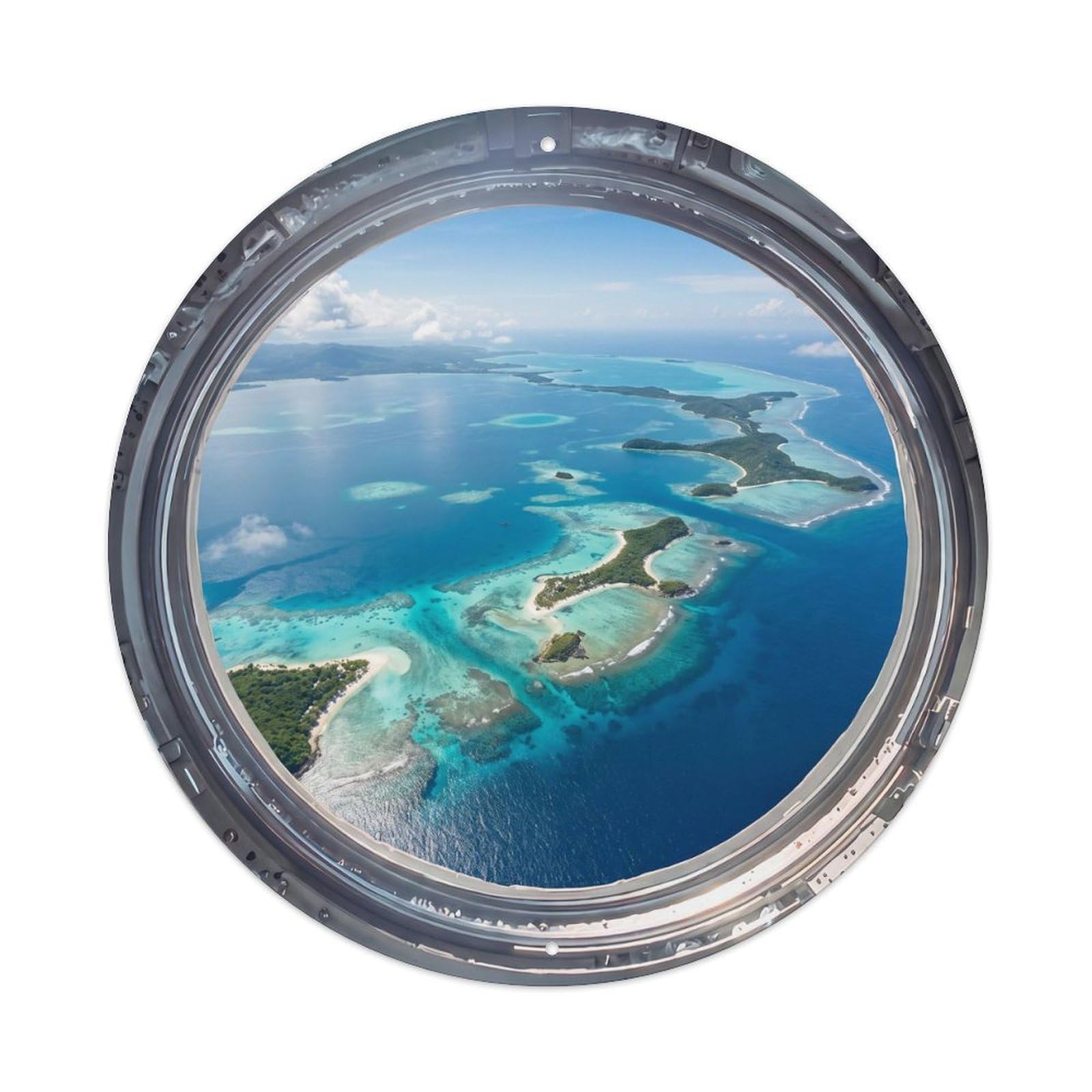 Island Chains Earth from Space Station Porthole Metal Tin Sign