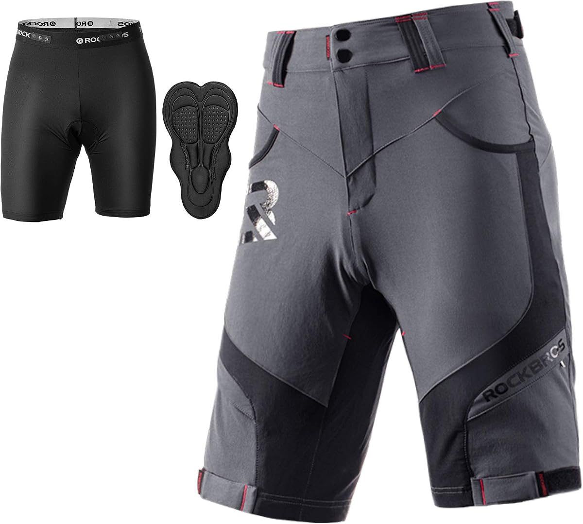 Men's Mountain Bike Shorts, 4D Padded Liner Baggy Cycling Shorts
