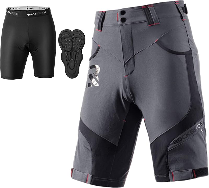 Men's Mountain Bike Shorts, 4D Padded Liner Baggy Cycling Shorts