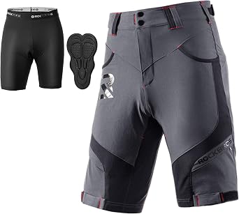 ROCKBROS Mens Mountain Bike Shorts, 4D Padded Liner Baggy Cycling Shorts