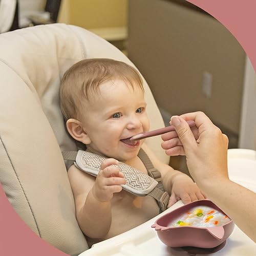 Miniatura 7 de Langmeil Placas de succión para bebés y niños pequeños, platos divididos antideslizantes con base de succión, plato 100% silicona sin BPA para bebés