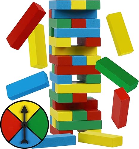 Miniatura 3 de Funwares Juego de apilamiento de bloques de madera Rainbow Stack, torre de balanceo y juego de equilibrio, diversión familiar y de fiesta, a partir