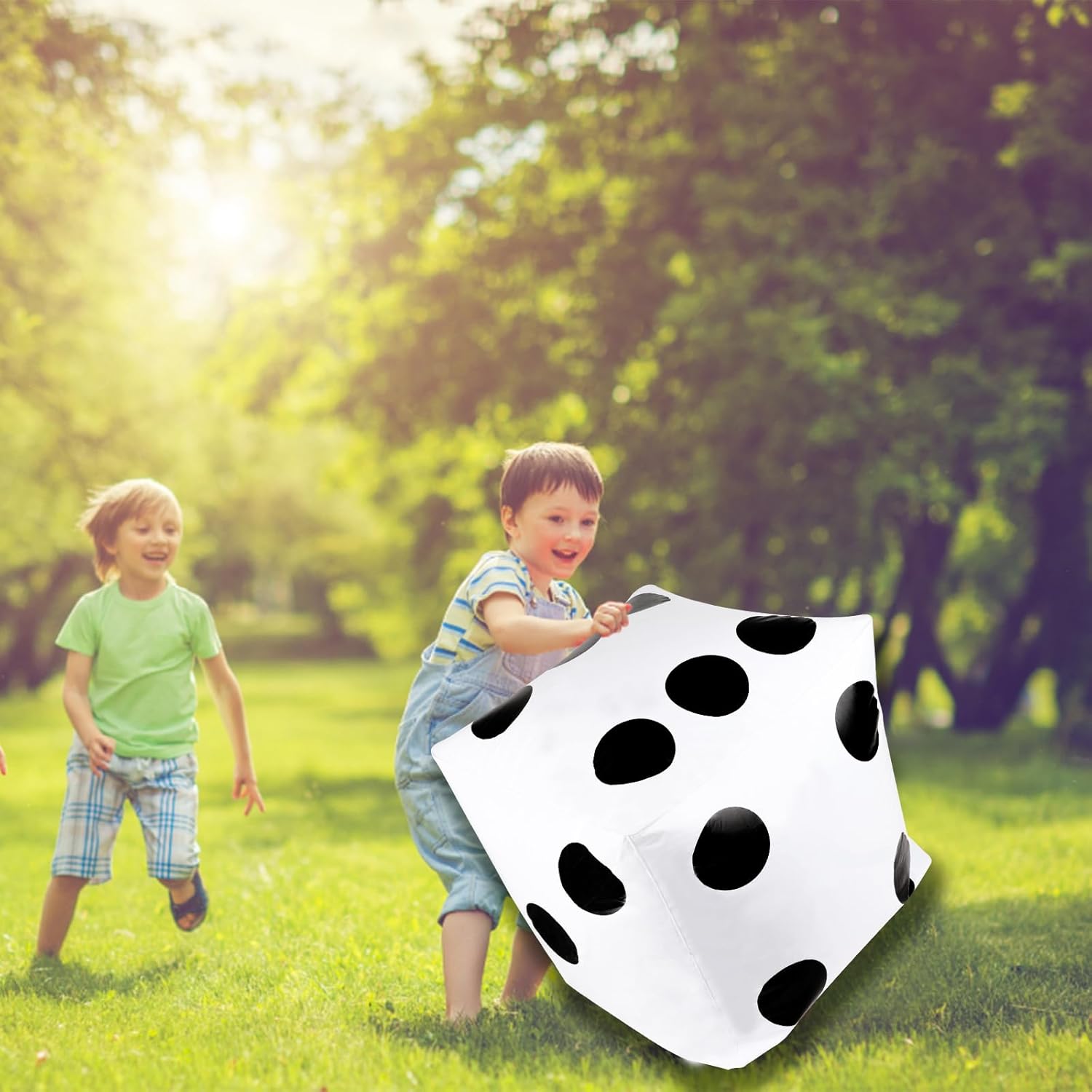 CCINEE 20 Inch Jumbo Inflatable Dice,White and Black Giant Inflatable Dice for Indoor Outdoor Broad Game Ludo and Pool Party Decoration,1 Pcs