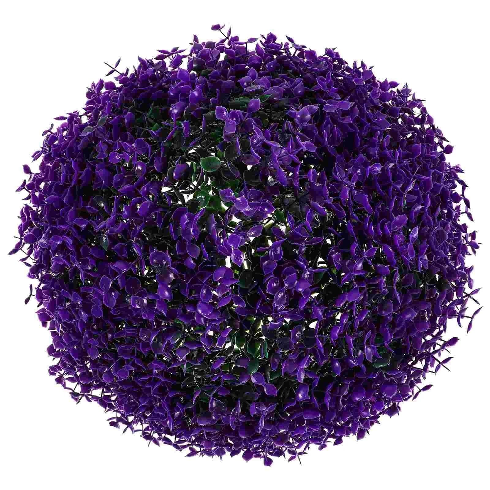 YUPLIODSX Artificial Topiary Balls Grass Ball Artificial Topiary Outdoor Plants Window DIY Ornament Indoor Balls Plastic Simulation(Purple)