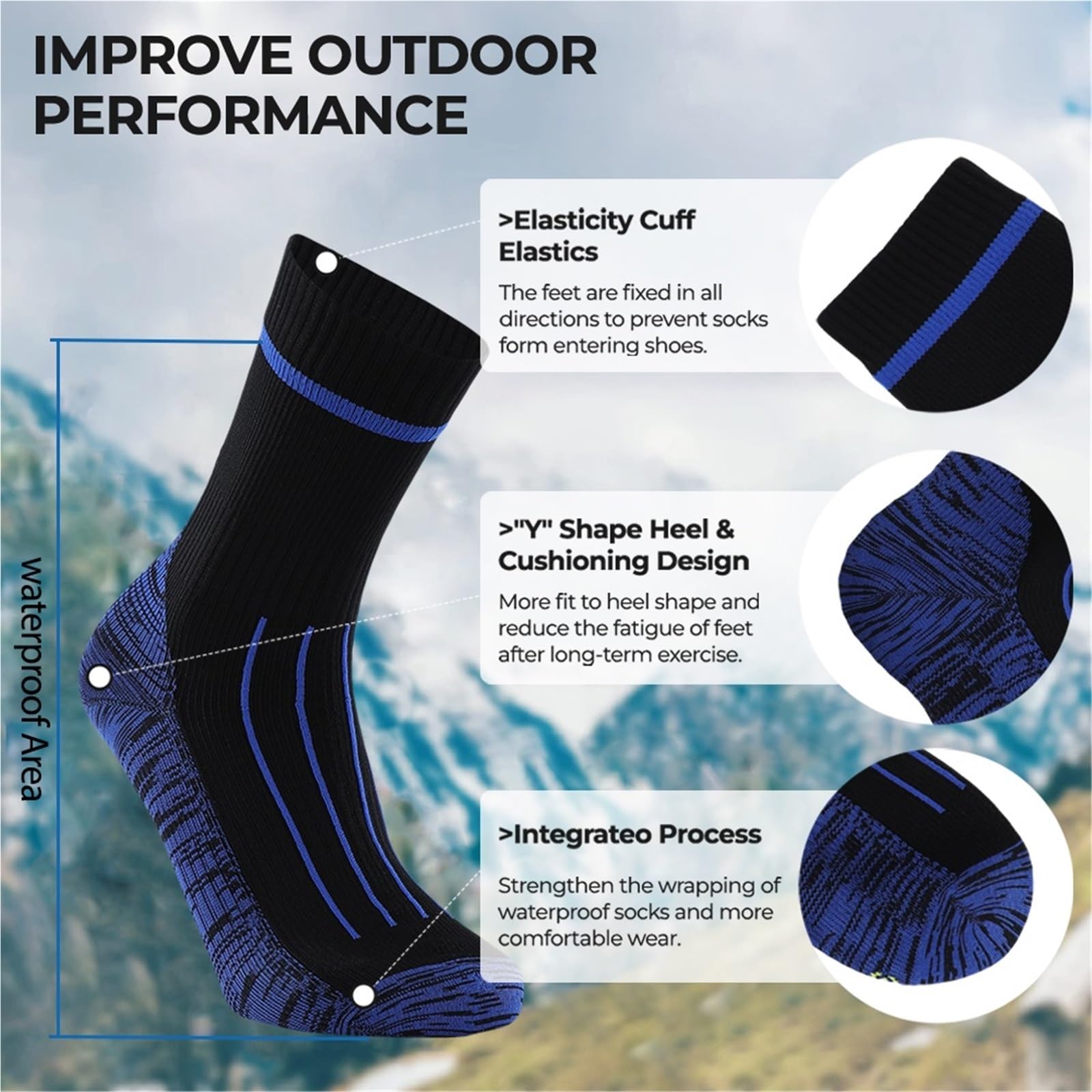 Wasserdichte Socken 2 Paar Herren Wasserdichte Socken Atmungsaktive Sportsocken Outdoor Wandern Waten Camping Winter Schnee Warme Skisocken Reitsportsocken FüR Wie Laufen