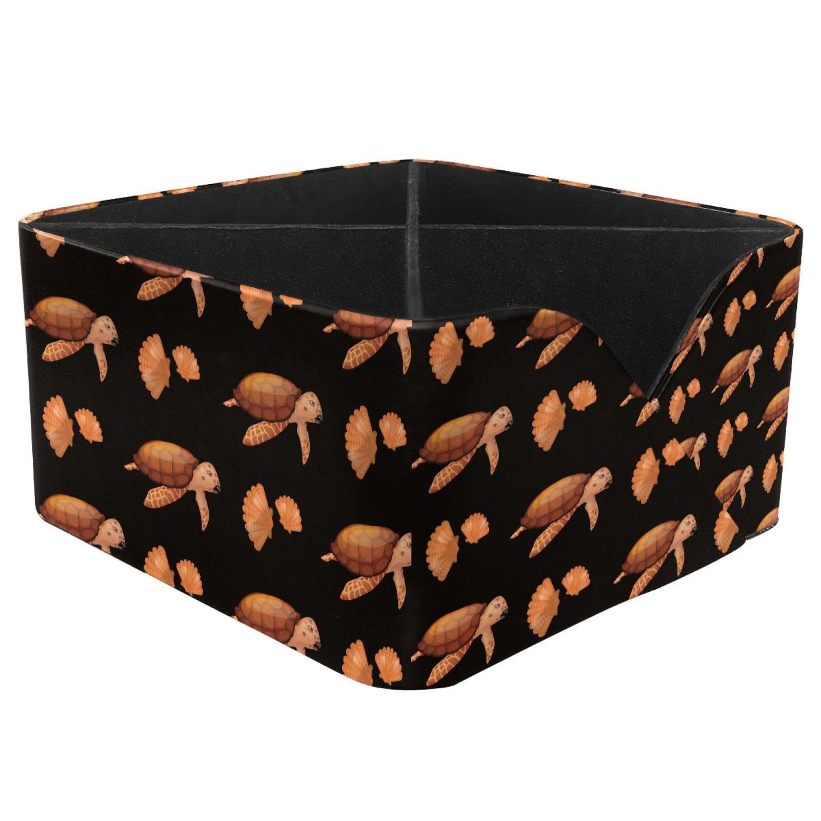 KengjuTesu Marine Tortoise Shells Pattern Desktop Organizer Pen Holder, Rectangular Pencil Cup for Office, Study and Makeup Stations