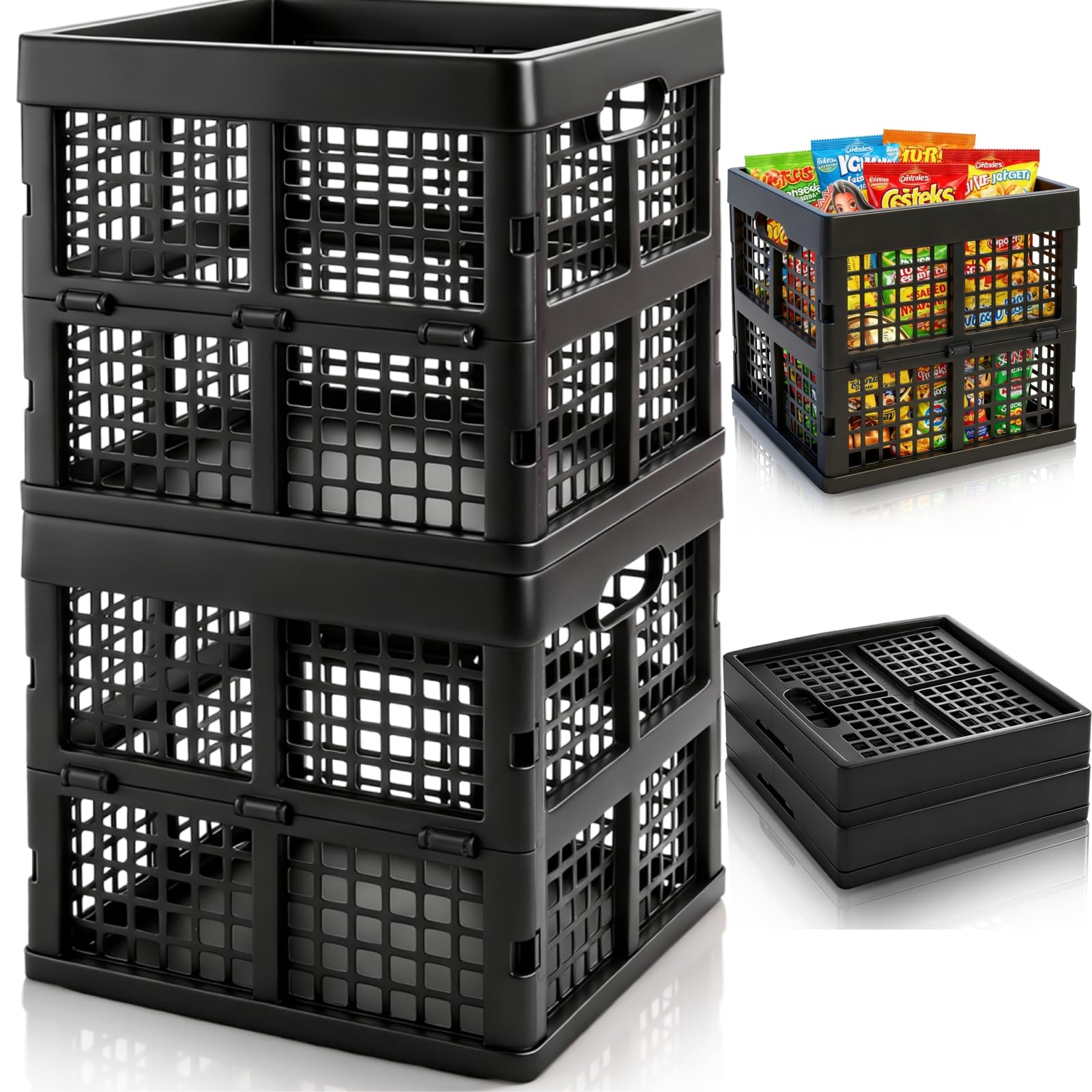 Caisse à lait pliable pour optimiser le rangement, bacs plastiques empilables Goaste 18 L