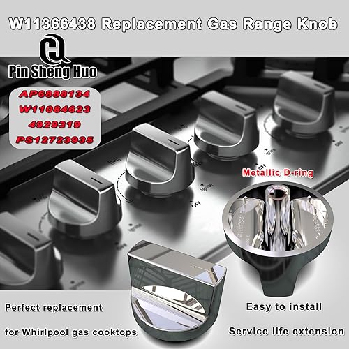 Miniatura 4 de 5304525746 - Pomo de quemador para frigidaire perillas de rango de gas piezas de estufa de gas reemplazo de perilla de control de acero inoxidable