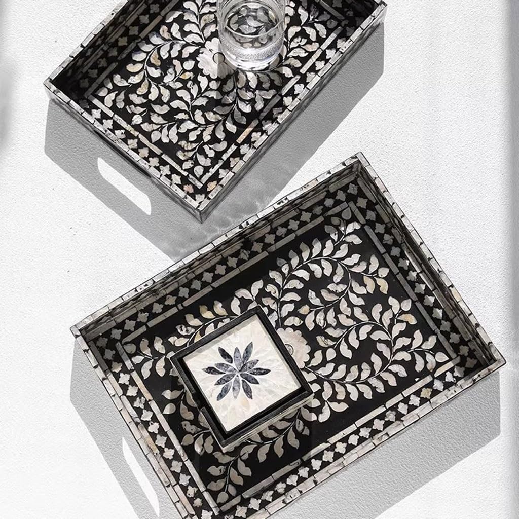 Bandejas Servir Comida Plato Decorativo Retro For Fruta, Bandeja Rectangular De Escritorio For El Hogar, Té Mesa Cama
