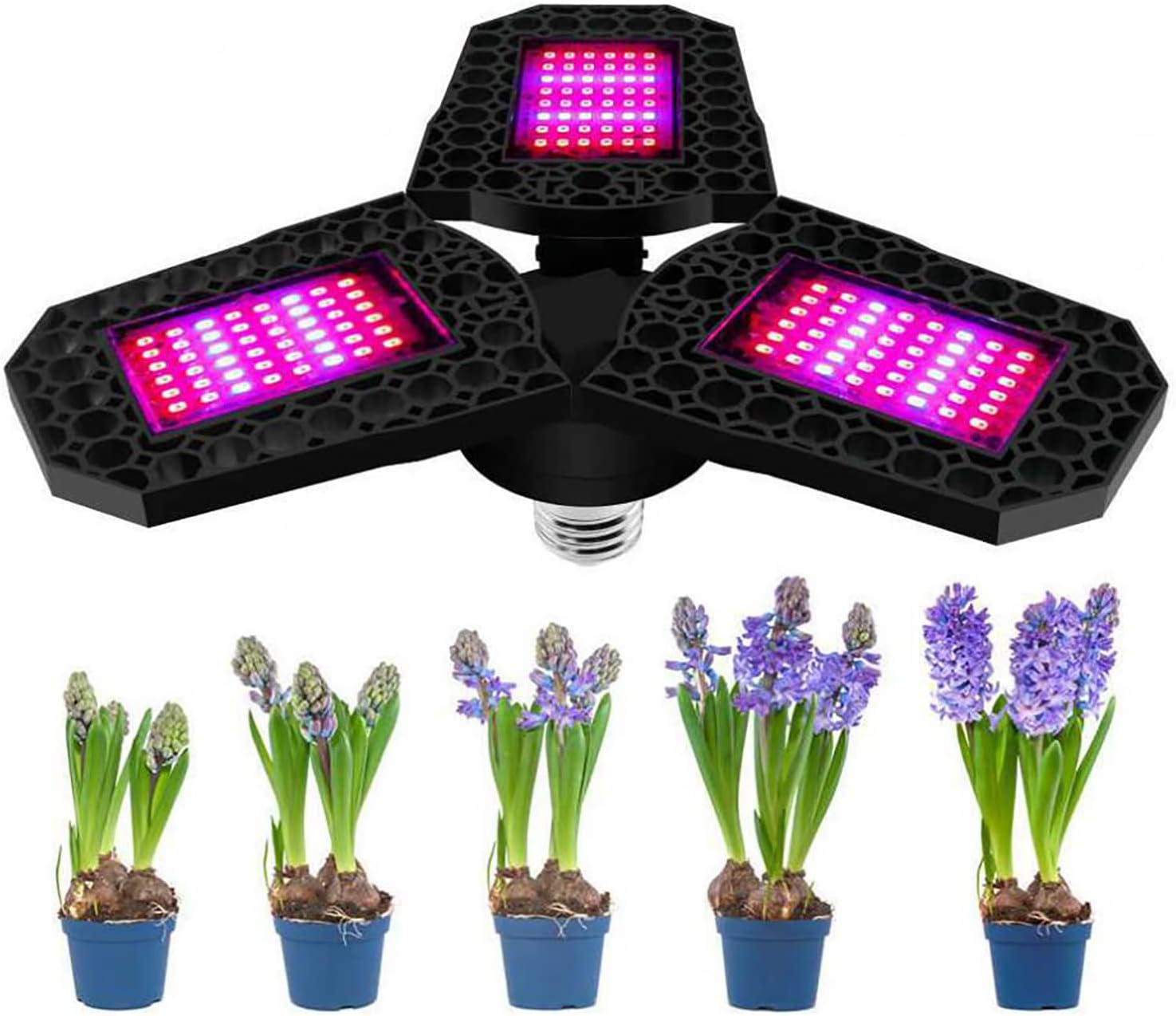 BinZyronic LED植物育成ライト 折り畳み式 フルスペクトル &ndash; 水耕栽培 室内園芸向け省エネ長寿命成長ランプ