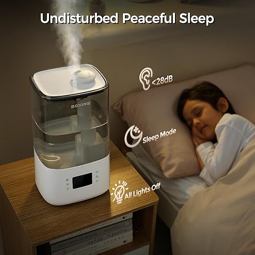 Miniatura 6 de BOXING Humidificadores de niebla cálida y fría de 6 L para dormitorio, humidificador de aire para habitación grande con control remoto, modo