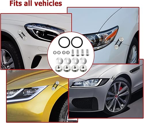 Miniatura 7 de Kit universal de cierre de liberación rápida para maletero de parachoques delantero y trasero, kit de clips de parachoques de automóvil (plateado)