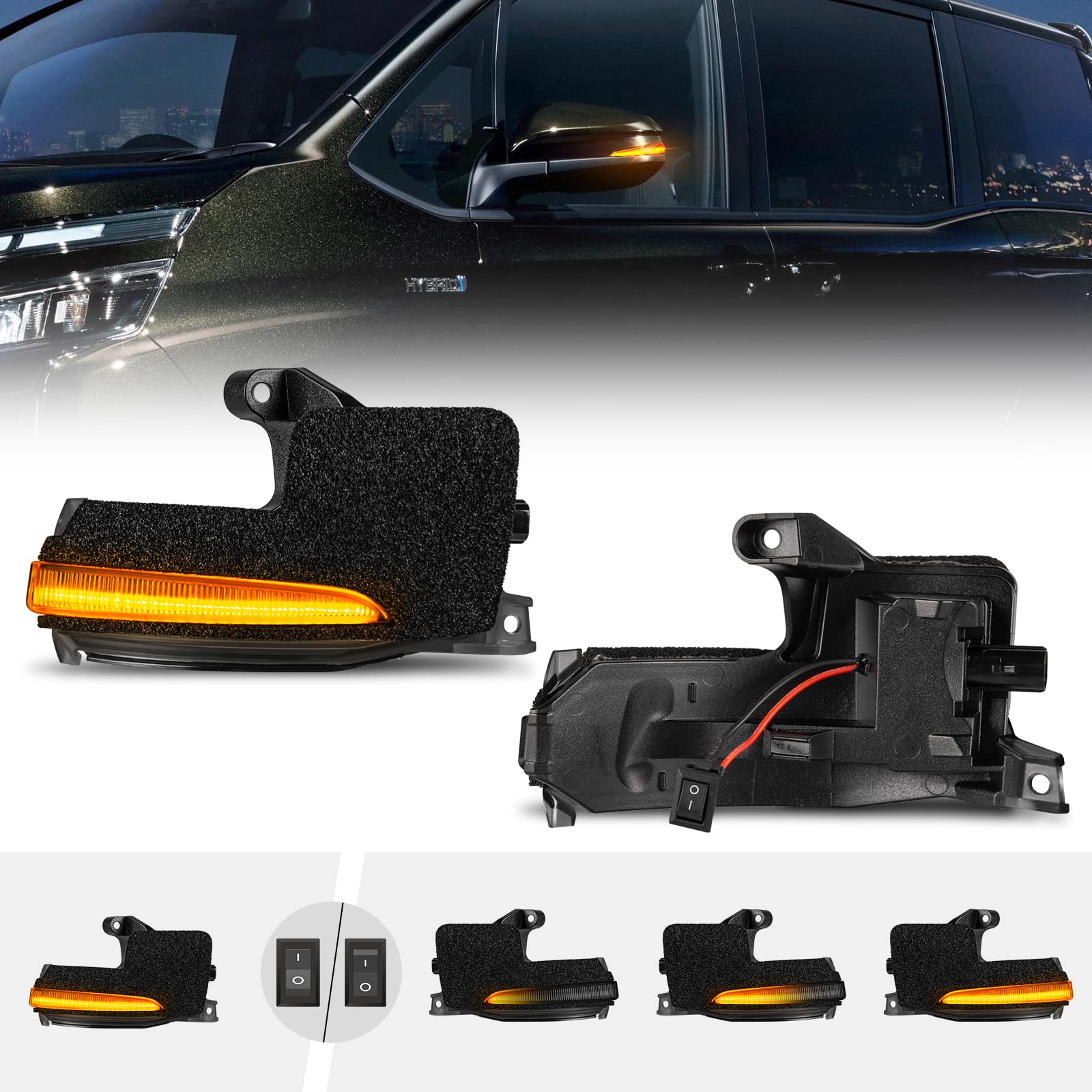 POPMOTORZ  ドアミラー LED シーケンシャル 流れるウインカー Amazon | POPMOTORZ アルファード / ヴェルファイア40系 LEDドアミラー