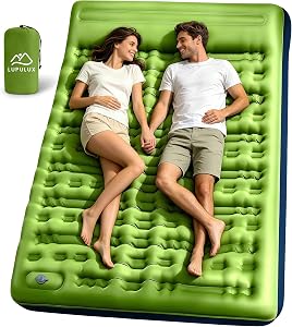 Camping Sleeping Pad, Extra Thick 5-Inch Inflatable Sleeping Pad, Lightweight & Durable, Waterproof, Built-in Foot Pump, with Built-in 6-Inch Pillow, Compact Design, Includes Storage Bag