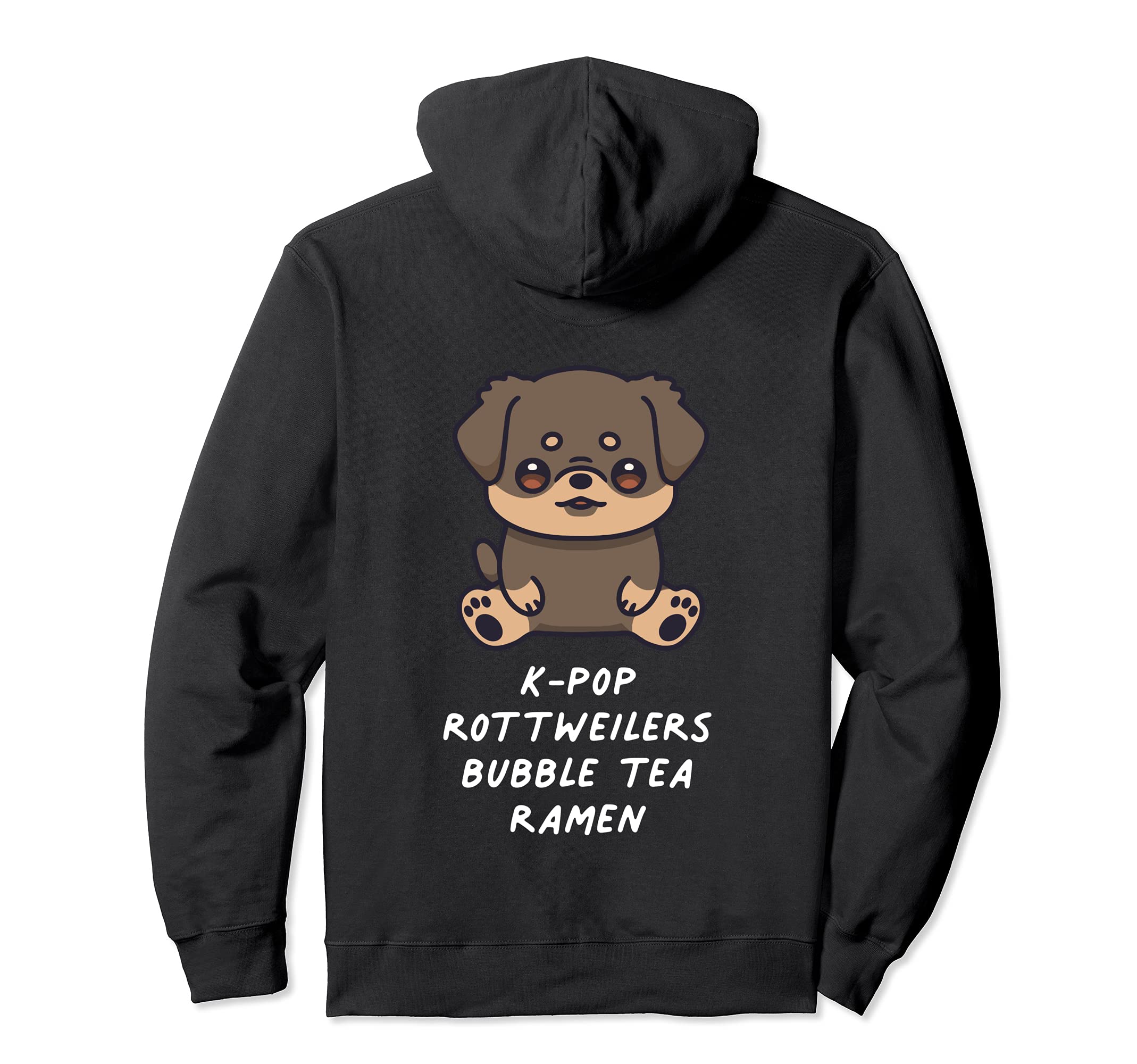 K-Pop Rottweilers Bubble Tea Ramen Kawaii Dog Lover Music Pullover Hoodie, Black