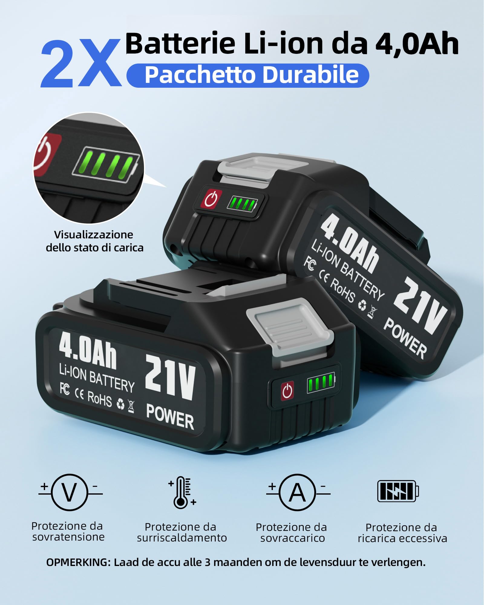 Idropulitrice a Batteria 65Bar, Pistola Pulitore ad Alta Pressione Portatile Jet Mobile Nozzle Regolabile 6-in-1 per Lavaggio Auto Giardino Prato e Irrigazione Piante Pressure Washer(2X 4Ah Batteria)