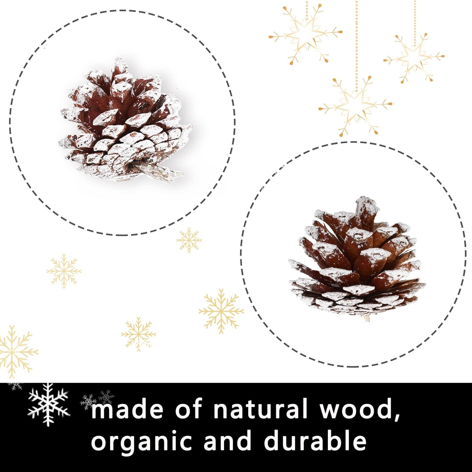 Whaline 170Pcs Christmas Pine Cones Berry Pine Branch Set Snow Pinecones Pendant White Winter Holiday Ornament for DIY Crafts Home Decorations Xmas Tree Gift Tag Party Supplies, Assorted Sizes