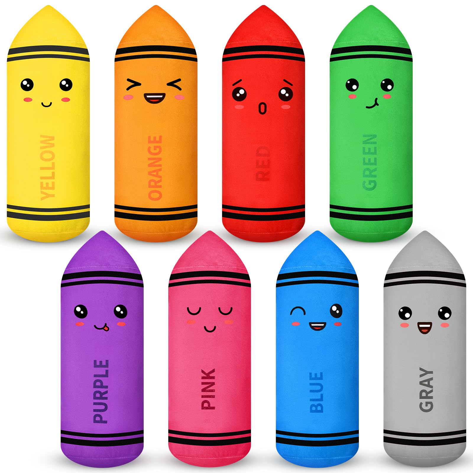 Soulchen 8 Colors Crayon Plush Toy for Kids Classroom 11.8 Inches Crayon Decoration Back to School Pillow Toddler Preschool Reading Room Decor