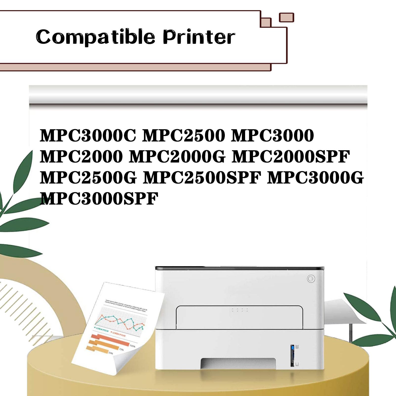 PuCio 888640 888643 888642 888641 Cartuccia Toner Ad Alta capacità Compatibile per Ricoh MPC3000C MPC2500 MPC3000 MPC2000 MPC2000G MPC2000SPF MPC2500G Stampanti 4color