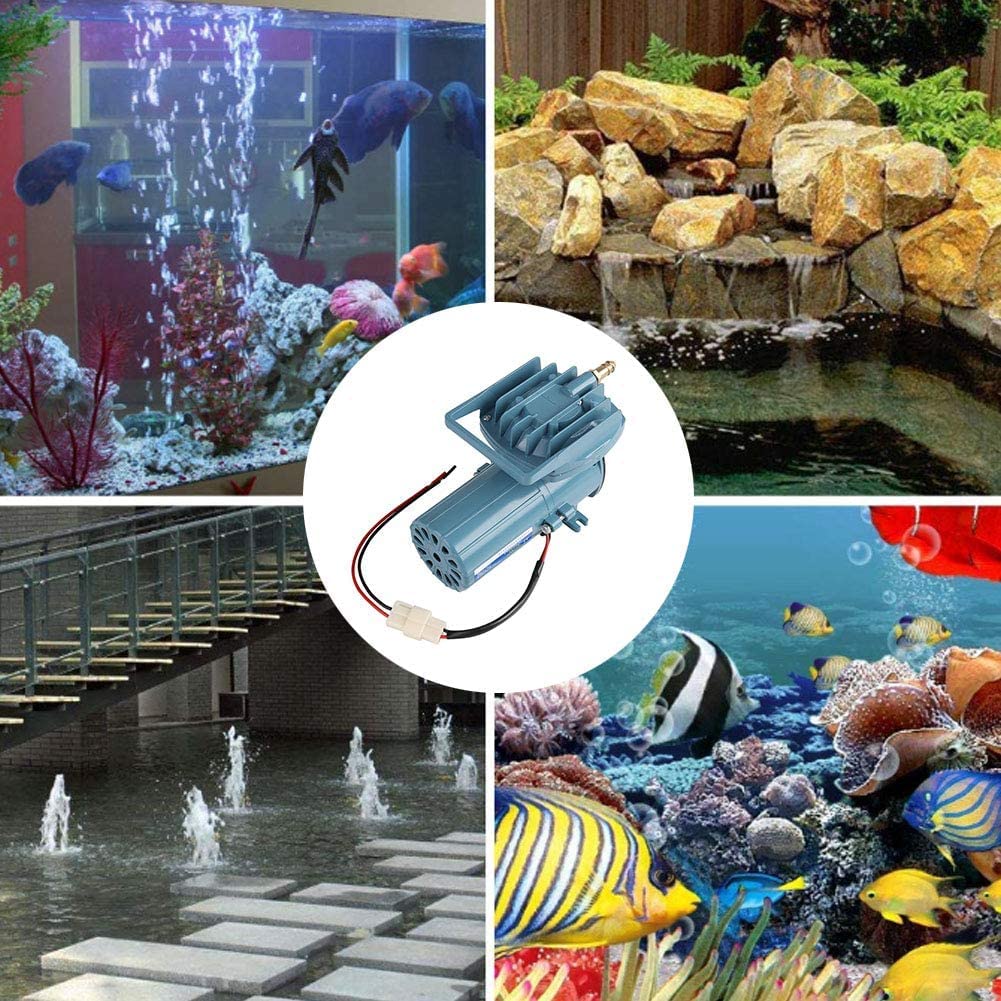GOTOTOP Superleise Aquarium Durchlüfter Luftpumpe, 12v 35W 68 l/min Leistungsstark Sauerstoffpumpe mit 6 Spender für Sauerstoffversorgung von Fischteichen, Transport von Sauerstoff, 10 mm Kupferdüse
