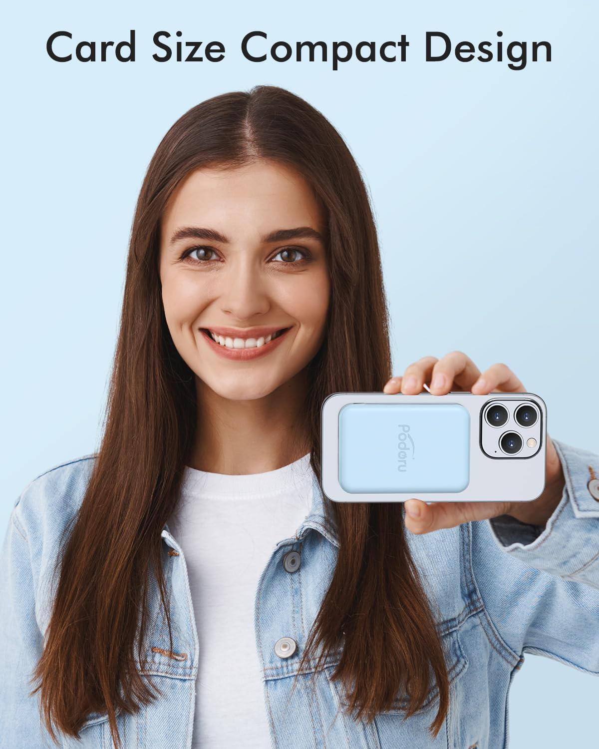 Podoru per Mag-safe Powerbank, 5000mAh Caricatore Portatile Power Bank Magnetico 20W PD Ricarica Rapida con Type-C/Lighting Ingresso Batteria Esterna per iPhone 16/15/14/13/12 Serie (Azzurro)