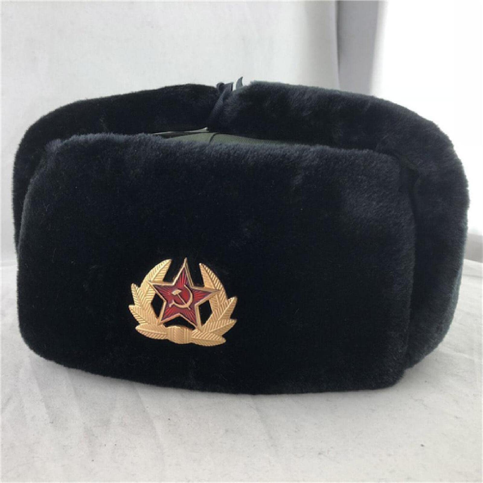 Zimowa czapka traperska Russian Bomber Odznaka wojskowa armii radzieckiej Rosja Uszanka Ciepłe czapki Czapki zimowe Kobiety Outdoor Mężczyźni Ciepłe czapki na uszy