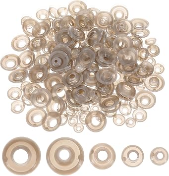 200 Pcs Safety Eyes Backs, Safety Eyes Washers, 5 Sizes Plastic Craft Washers Tan Color Eye Nose Gaskets Doll Making Accessories for Stuffed Animals, Amigurumi, Plush Toys, Crochet, Puppet
