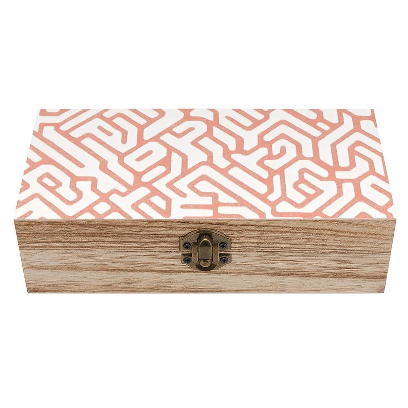 HLBSDM Abstract Orange Lines Retro Wooden Storage Box Jewelry Art Gift Boxs Decorative Keepsake Boxes