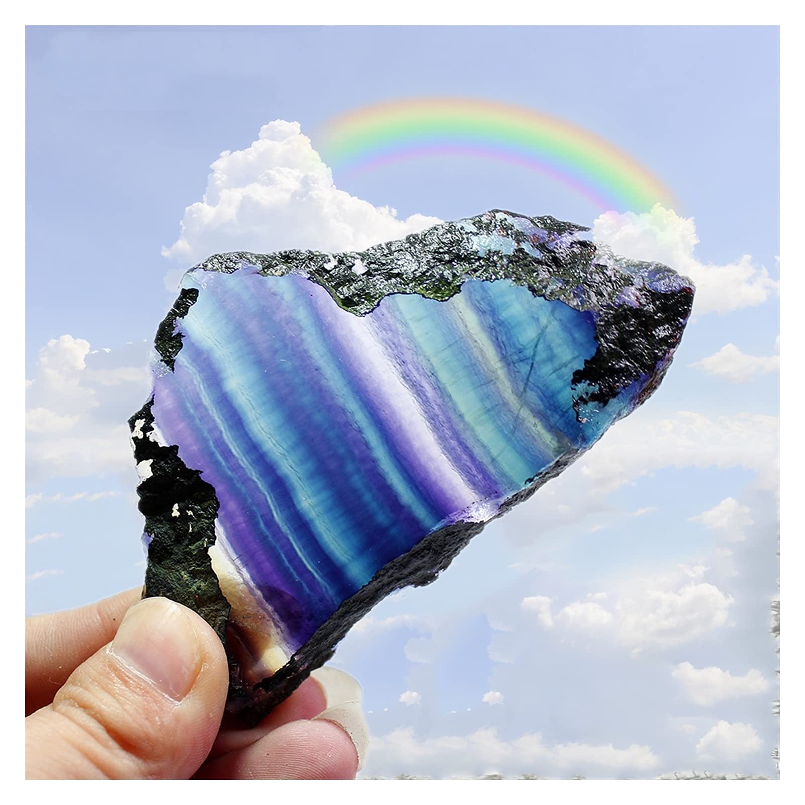 Pierre de fluorite arc-en-ciel brute d'environ 70g pour collection