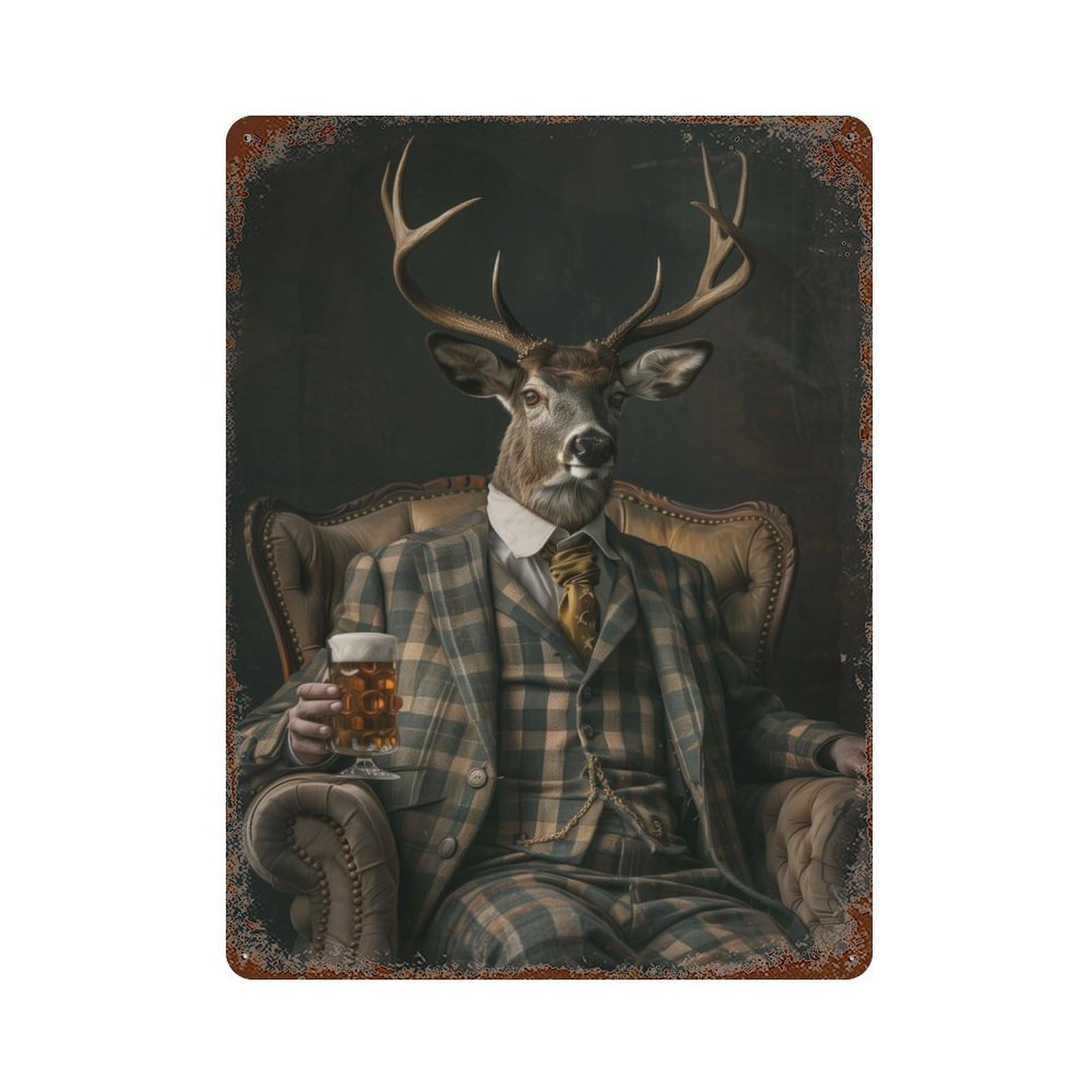 Elegant Elk Retro Metal Sign 15.7"x11.8", Ideal for Cafe, Home Bar And Lounge Decor