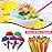 Concession Essentials 100 Count 6oz Snow Cone Cups with 100 8 Neon Spoon Straws, Pack of 200ct (100 cups/100 straws)