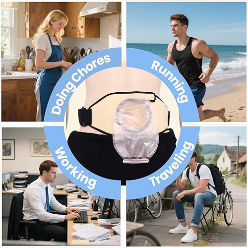 Miniatura 7 de WEEOATAR Cinturón de colostomía para bolsa de ostomía, protector de estoma, fácil acceso con adhesivo mágico, envoltura de ostomía para abdomen con