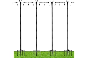 4 Pack String Light Poles for Outdoor Decoration and Night Illumination