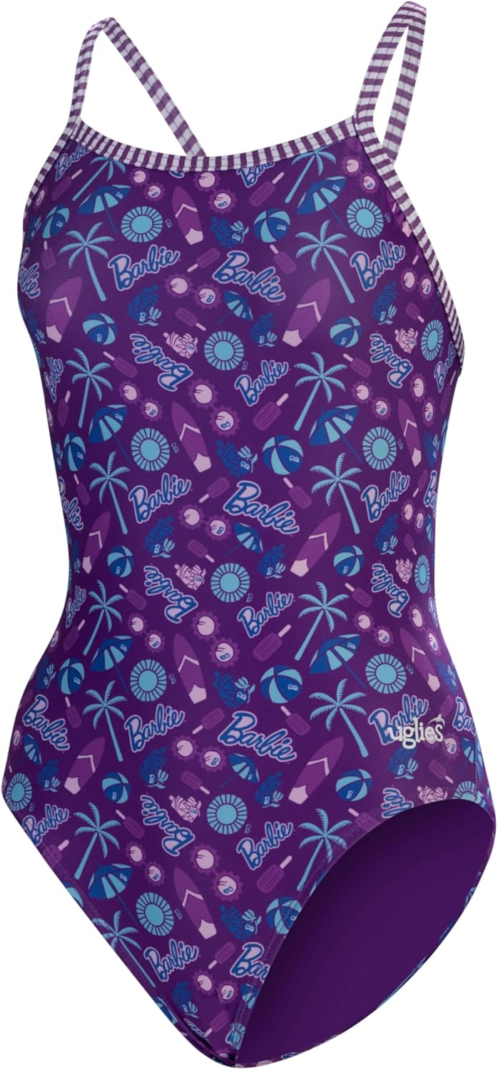 Dolfin Barbie™ Uglies Womens Print V Back One Piece Swimsuit