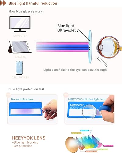 Miniatura 6 de Gafas de lectura con bloqueo de luz azul para mujeres, paquete de 4, para lectores de cara pequeña con ojo de gato, lentes de computadora anti UV,