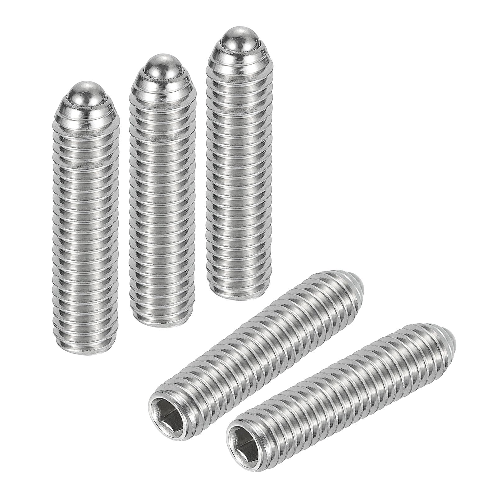 QUARKZMAN Kugelspitze Madenschrauben 15 Stück Kugelkopf-Stellschraube, M6 x 25mm 304 Edelstahl Metrische Feder Sechskant Schraube