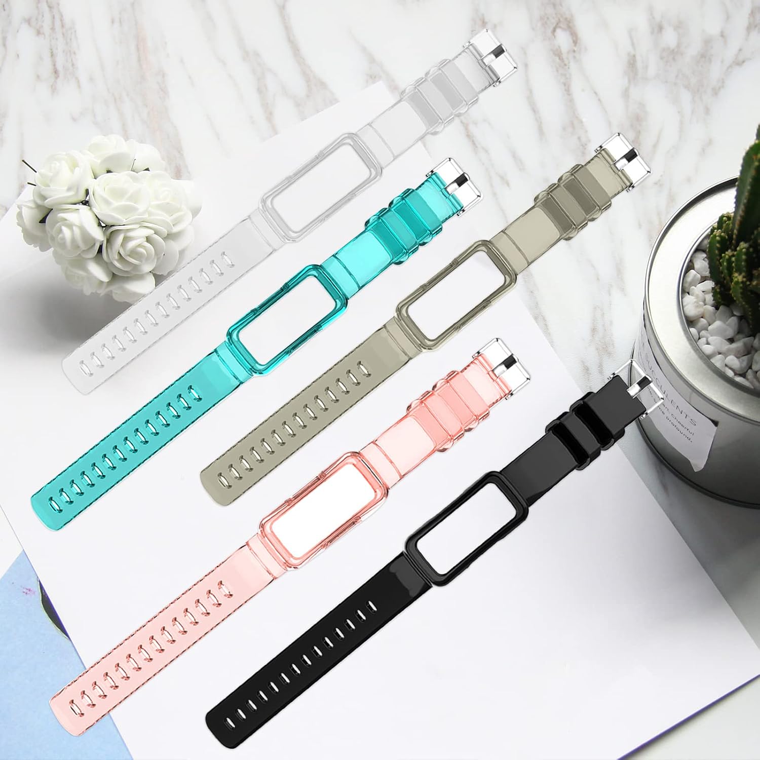 Watch Band Compatible with Fitbit Inspire 2 for Women Men, Clear Wristband with Built-in Protective Case Replacement for Fitbit Inspire/Inspire HR/Ace 2/Ace3 image 2