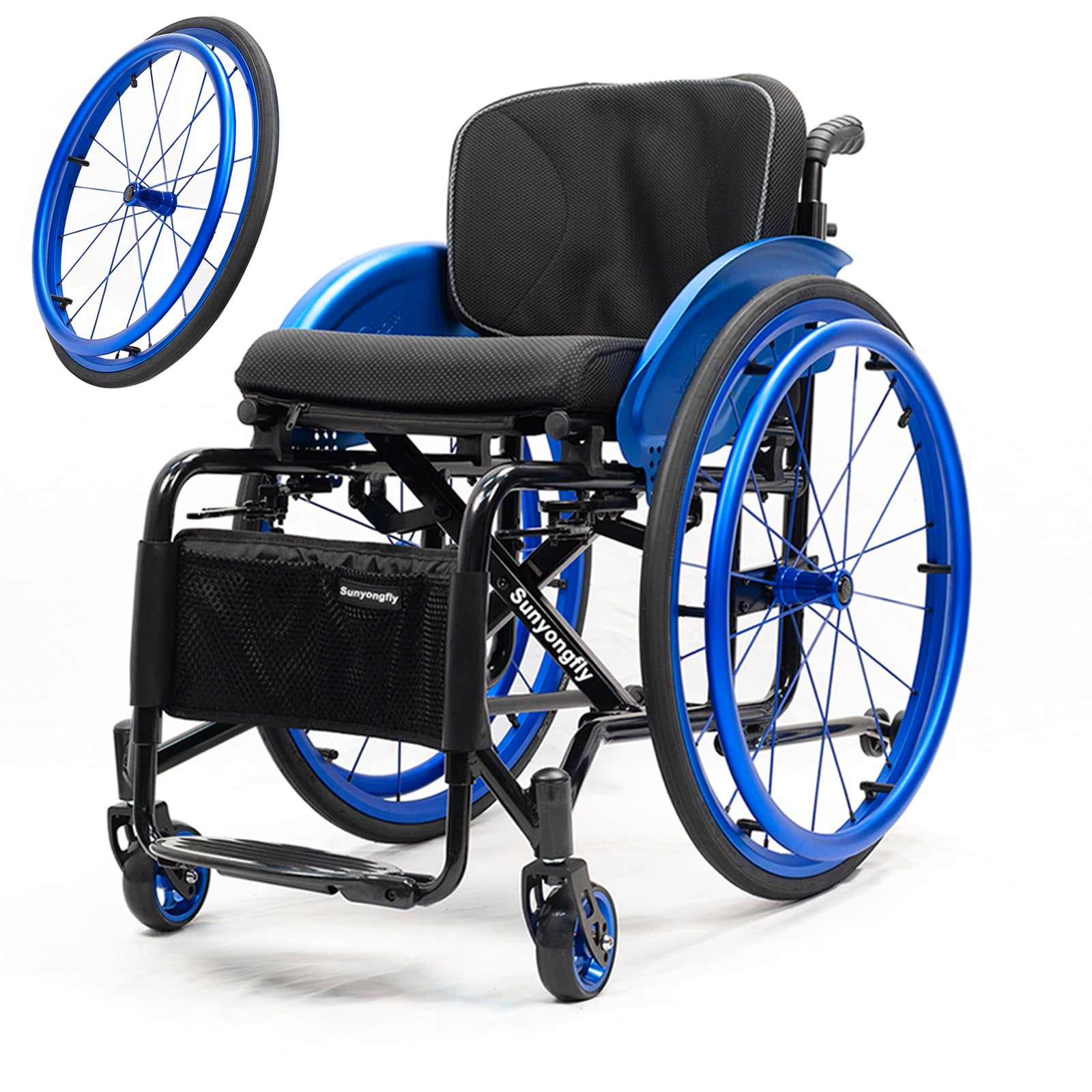 Carrozzina Leggera in Alluminio Carrozzina Sportiva Pieghevole Sedia a rotelle per Adulti Sedia a rotelle per Anziani Adatta per Adolescenti, Adulti e Anziani(Seat Width 40cm(15.7in))
