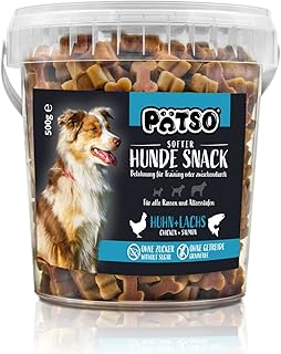Pätso Hundeleckerli & Trainings- Hunde Snack Getreidefrei/Hunde Leckerlis (Lachs und Huhn (Soft Bone), 500 g) product image