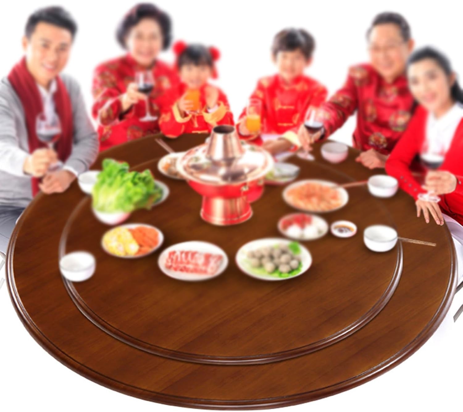 360&deg;回転ラウンドスイベルトレイ、60-70-80-90cmヘビーデューティキッチンサービングプレート、ラウンド標準テーブルトップ