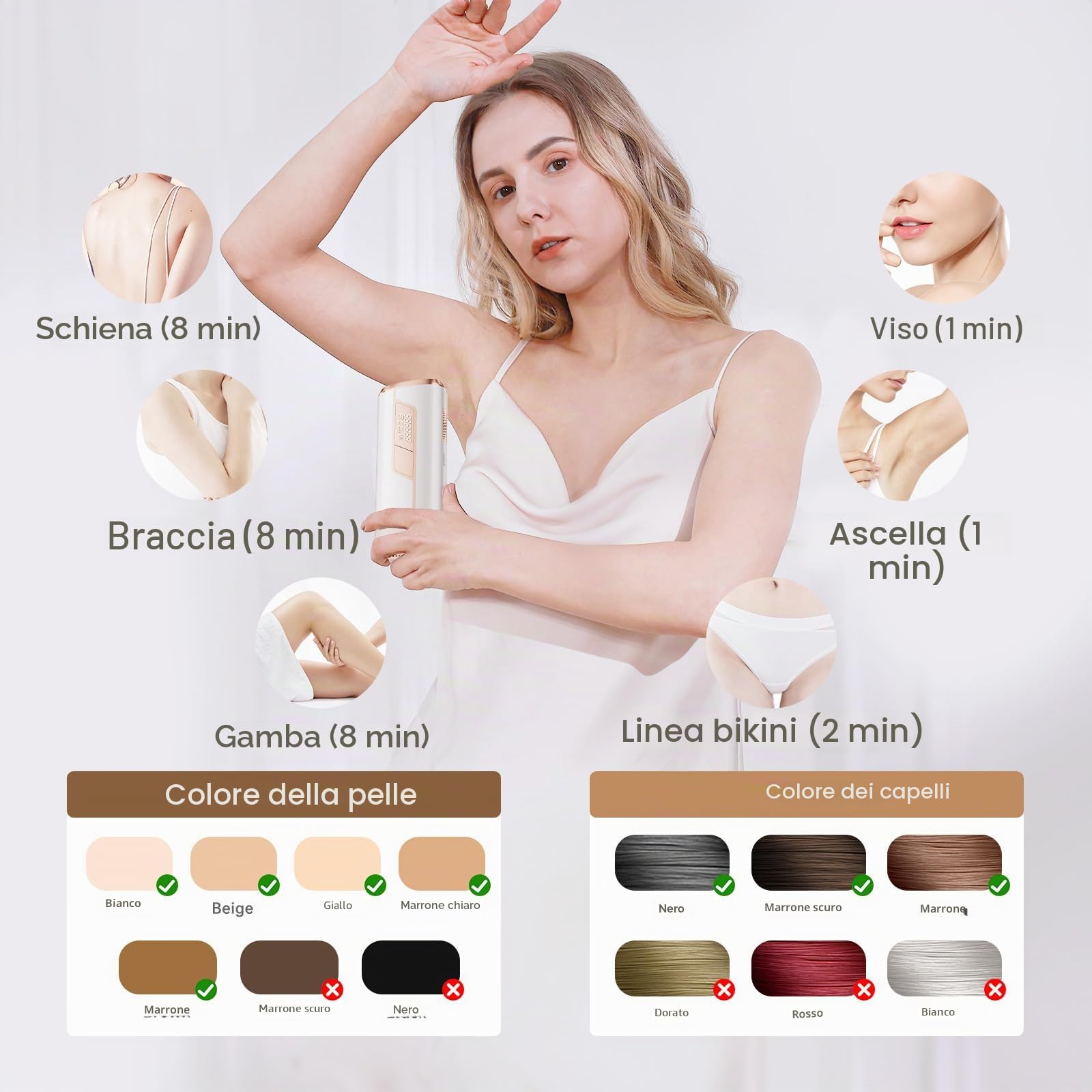 Epilatore Luce Pulsata con Funzione di Raffreddamento, 3 Funzioni Avanzate HR/SC/RA, 999,900 Flashes e 9 Livelli di Energia, Laser Peli Donna per Viso, Ascelle, Gambe, Corpo